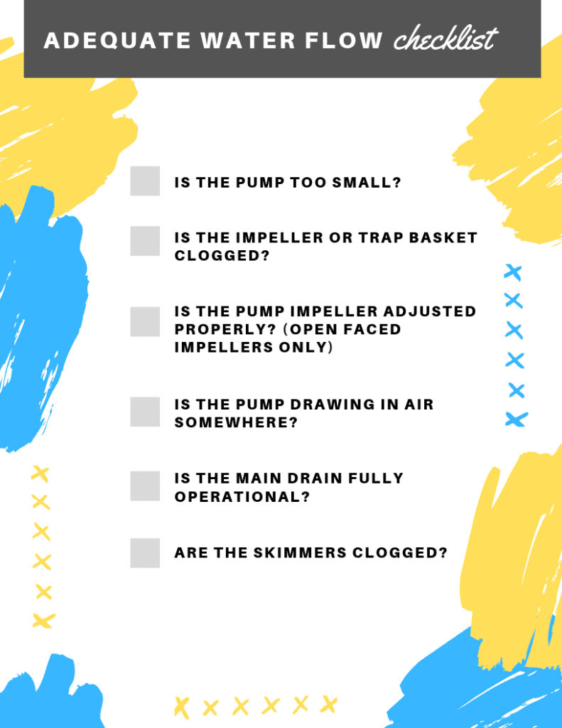 swimming pool adequate water flow checklist
